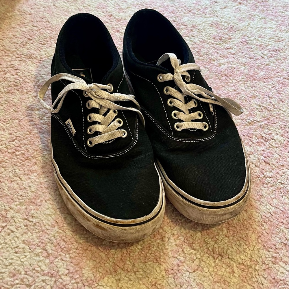 Vans Black Canvas Low-Top Sneakers with White Laces